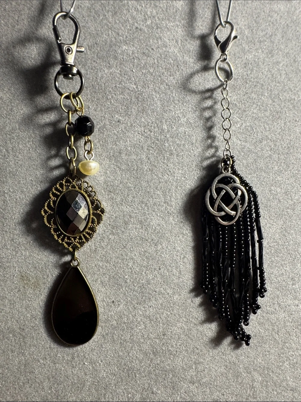 Hand Crafted Black & Gold Drop Pendant Key & Card Holder Set
